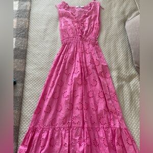 Pink Eyelet Maxi Dress